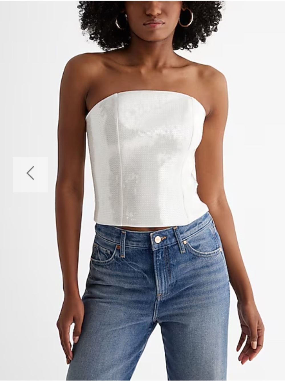 Express White Sequin Strapless Top - NWT